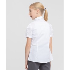 Блузка для девочки белая с жабо, короткий рукав