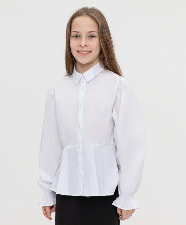 Блузка для девочки белая с баской ,длинный рукав